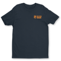 A blcak short-sleeve crewneck t-shirt with a small orange 'BIG DOG WASH' logo printed on the left chest, displayed on a clean white background.