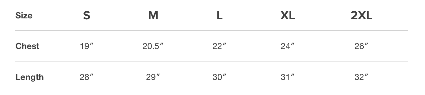 T-Shirt Size Guide