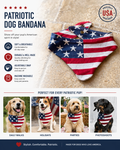 Patriotic Dog Bandana | USA Flag Dog Scarf Adjustable Snap